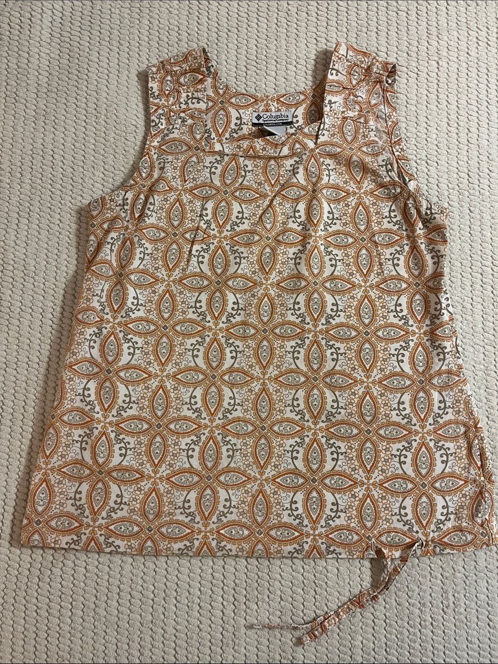 Columbia Women's Sleeveless Tank Top - Cream & Brown Geometric Print